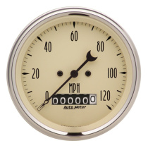 Hastighetsmätare 87mm 120MPH (Elektrisk). PROG. W/ WHEEL ODO ANTQ BEIGE